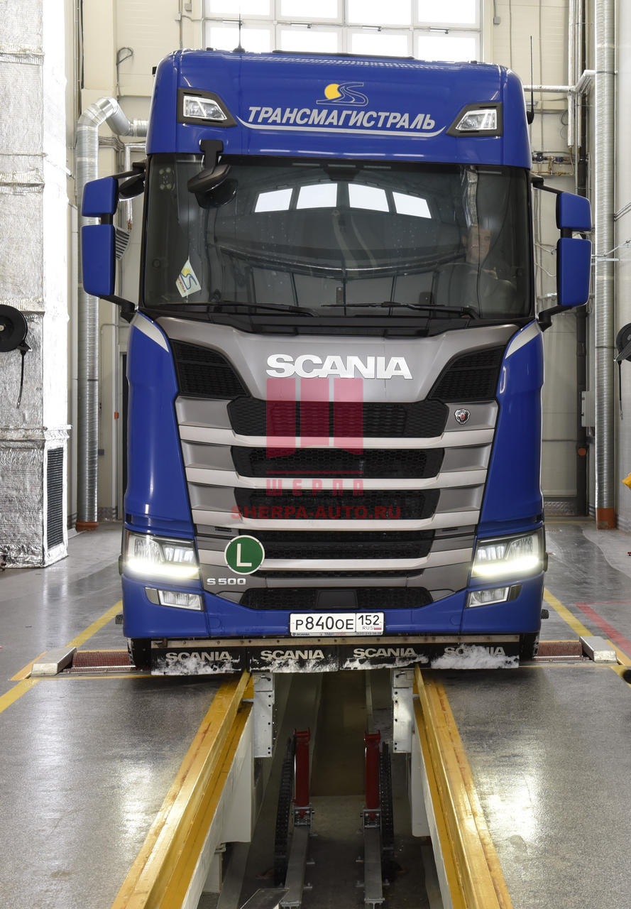 Испытания тормозов автомобиля Scania на тормозном стенде Sherpa