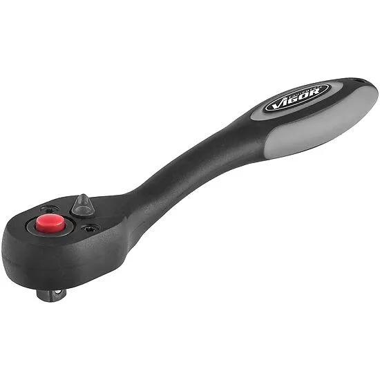 Vigor V6014 Трещотка реверсивная 1/4", 72 зуба, изогнутая рукоятка