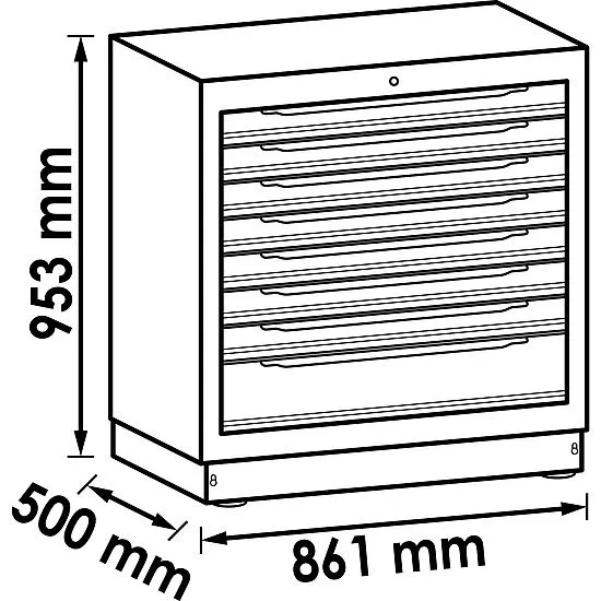 Vigor V6000-032XL Нижний шкаф с выдвижными ящиками, 8 ящиков, 861 мм