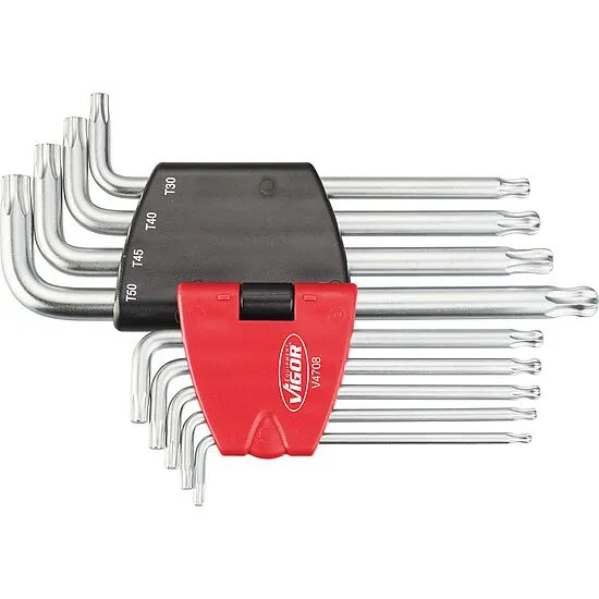 Vigor V4708 Набор Г-образных ключей TORX, 9 предметов (Т10-Т50)