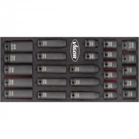 Vigor V5602 Набор ударных торцевых головок 1/2" (обычные, удлиненные 10-24мм)