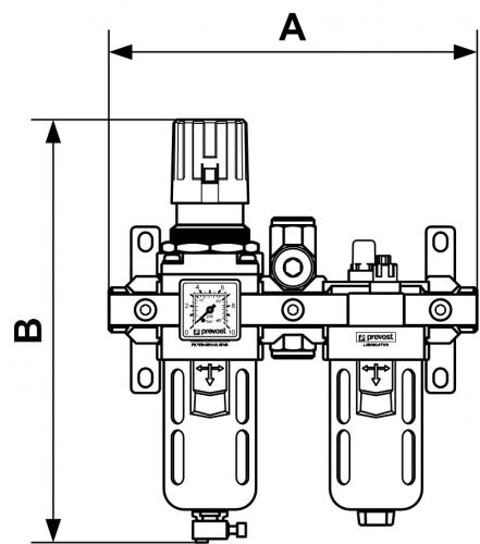 Блок подготовки воздуха вход-выход 1/2" Prevost TB SME3