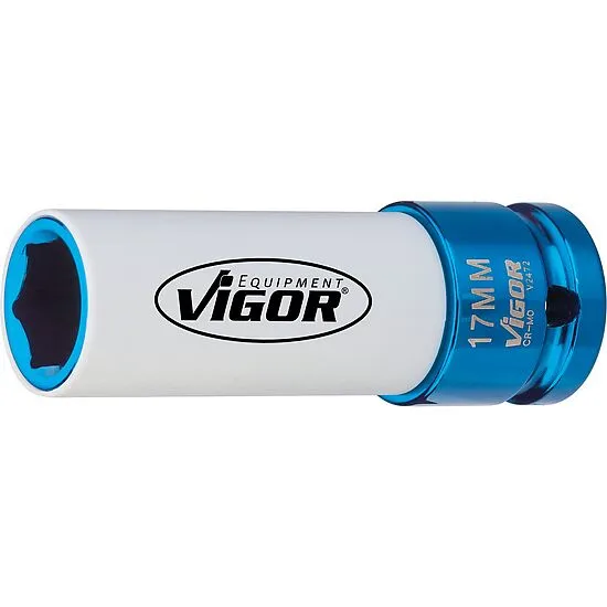 Vigor V2472 Головка торцевая ударная 17мм синяя 1/2” с пластиковой гильзой
