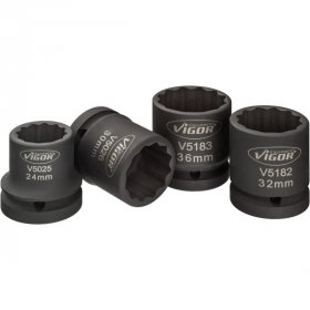Vigor V5024 Набор ударных головок, размеры 24, 30, 32, 36, 4 штуки