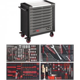 Vigor V4481-X/375 Тележка VIGOR 1000XL с набором инструмента 375 предметов (4 ложемента), нерж. столешница