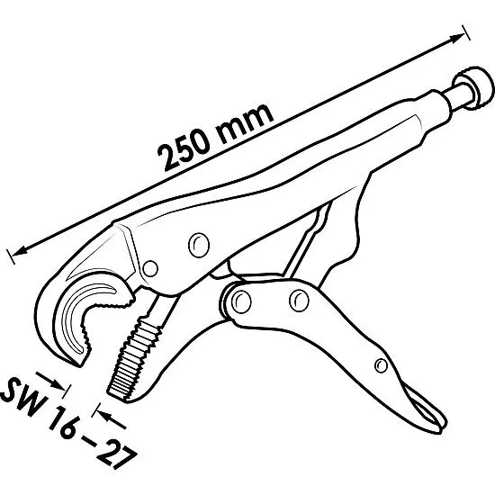 Vigor V3739 Зажимные клещи с плоскими губками (16-27 мм), длина 250 мм