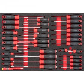 Vigor V6813 Набор отверток, размеры 0,5x3–1,6x10 мм, PH0–PH3, T6–T40, 34 штуки