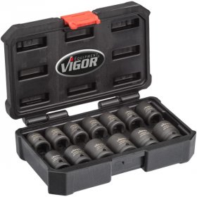 Vigor V5550S Набор ударных головок 1/2", 13 штук в чемодане (10-24 мм)