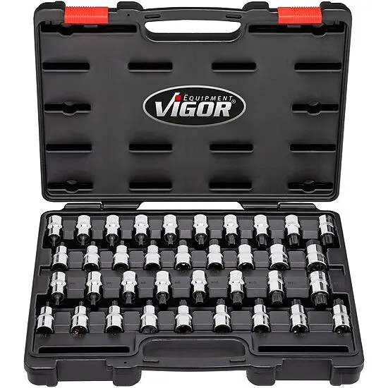 Vigor V2496 Набор вставок-бит 1/2” (XZN, шестигранник, Ribe-CV, TORX®), 36 штук