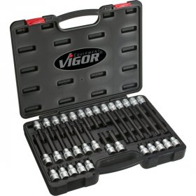 Vigor V1917 Набор вставок-бит TORX® 1/2”, 32 штуки, в пластиковом кейсе