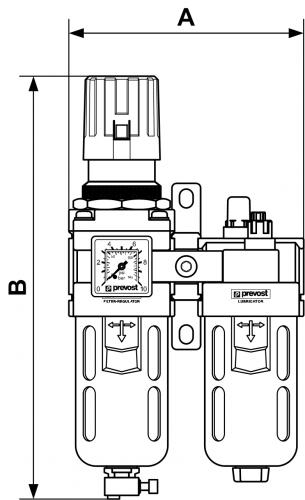 Блок подготовки воздуха вход-выход 1/2" Prevost KTB SM3