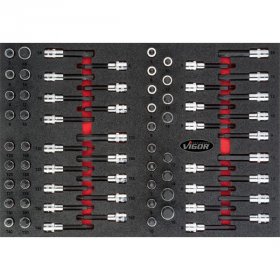 Vigor V4753 Набор отверточных головок, размеры 5–19 мм, M5–M16, T20–T70, 70 штук