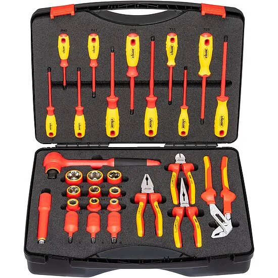 Vigor V5632 Набор VDE-инструмента, размеры 5–24 мм, PH0–PH2, T15–T30, 29 штук