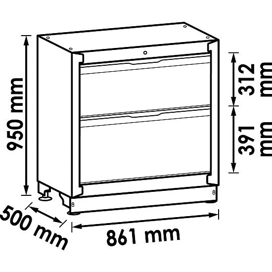 Vigor V6000-029XL Нижний шкаф с выдвижными ящиками, 2 ящика