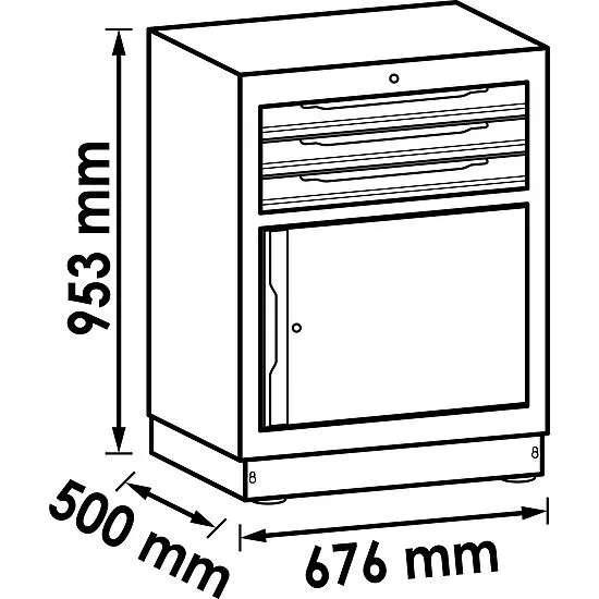 Vigor V6000-030 Нижний шкаф с выдвижными ящиками, 3 ящика, 676 мм