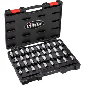 Vigor V2496 Набор вставок-бит 1/2” (XZN, шестигранник, Ribe-CV, TORX®), 36 штук