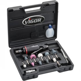 Vigor V6906 Пневматическая зачистная машинка с насадками в кейсе
