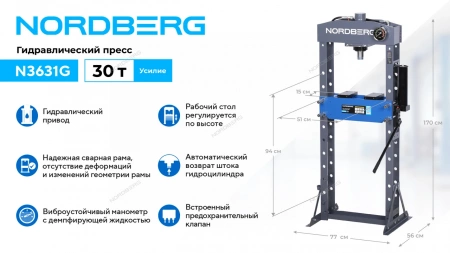 Гидравлический пресс, 30 т NORDBERG N3631G