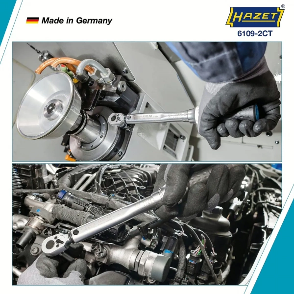 Hazet 6109-2CTCAL 1/4" Динамометрический ключ с сертификатом калибровки DAkkS · 4-40 Нм ±2%. С |