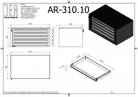 DEA AR-310.10 Дополнительный модуль с ящиками, высота 50 см, 5 ящиков