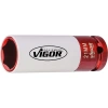 Vigor V2474 Головка торцевая ударная 21мм красная 1/2” с пластиковой гильзой
