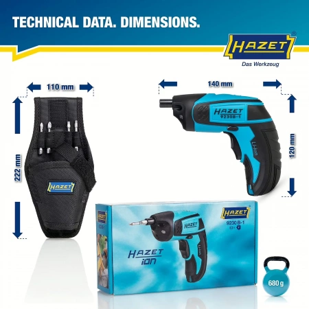 Hazet 9230B-1 1/4" Внутренний профиль TORX® · Профиль Pozidriv PZ · Внутренний шестигранный профиль · Беспроводной
