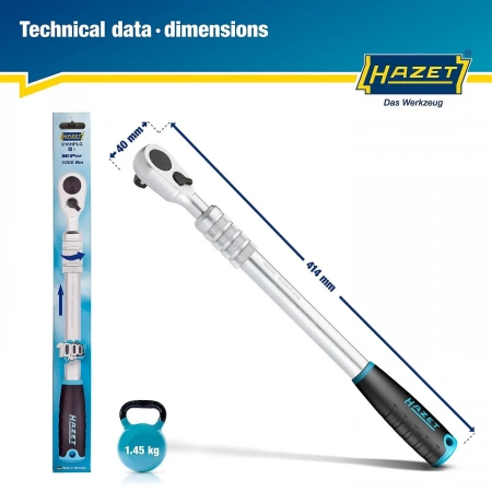 Hazet 916HPLG 1/2" Реверсивная трещотка HiPer с мелким зубом, телескопическая