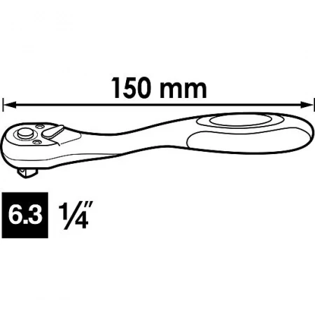 Vigor V6014 Трещотка реверсивная 1/4", 72 зуба, изогнутая рукоятка