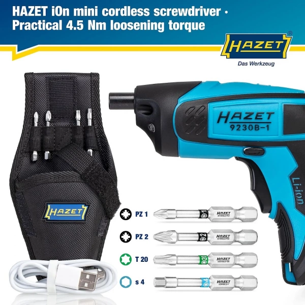 Hazet 9230B-1 1/4" Внутренний профиль TORX® · Профиль Pozidriv PZ · Внутренний шестигранный профиль · Беспроводной