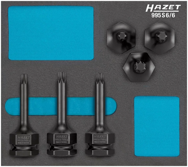 Hazet 995S6/6 1/2" 24 мм Внешний шестигранник Набор ударных торцевых головок-бит Внутренний профиль TORX® prc