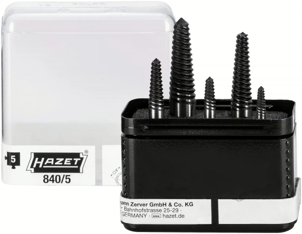 Hazet 840/5 Набор для извлечения сломанных винтов (экстракторы)
