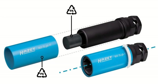 Hazet 903SLG6-17 1/2" 24 мм Внешний шестигранник Ударная головка Внешний шестигранный профиль