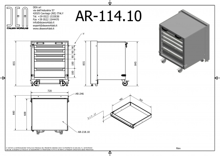 DEA AR-114.11 Одинарная тележка с 5 ящиками, серия 90