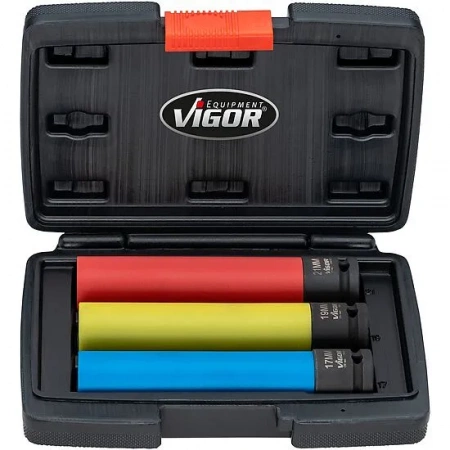 Vigor V5933/3 Набор ударных головок, особо длинные, 3 штуки
