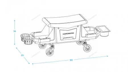 Сиденье ремонтное на колесах с выдвижным лотком для инструмента NORDBERG N30S12