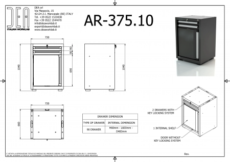 DEA AR-375.10 Шкаф с одной дверью и 2 ящиками, серия 110