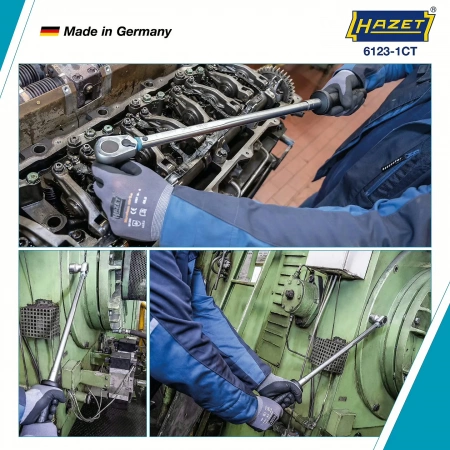 Hazet 6123-1CTCAL 1/2" Динамометрический ключ с сертификатом калибровки DAkkS 60-320 Нм ±2%. Wit
