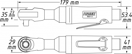 Пневматическая трещотка угловая, посадка 3/8" Hazet 9021-3