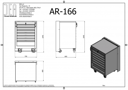 DEA AR-166.11 Одинарная тележка с 7 ящиками, серия 110