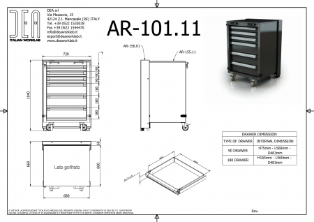 DEA AR-101.11 Одинарная тележка с 6 ящиками, серия 110