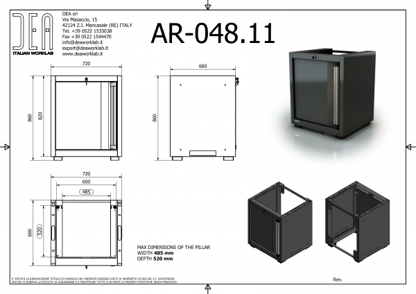 DEA AR-048.11 Шкаф с одной дверью (левое открывание), серия 90