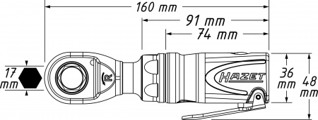 Минитрещотка пневматическая, многофункциональная Hazet 9023M-1