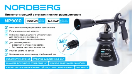 Пистолет моющий с металлическим вращающимся распылителем NORDBERG NP9010