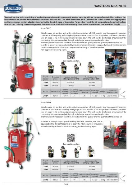 Маслосборник колесный, емкость 90л, смотровая колба 10л Flexbimec 3090