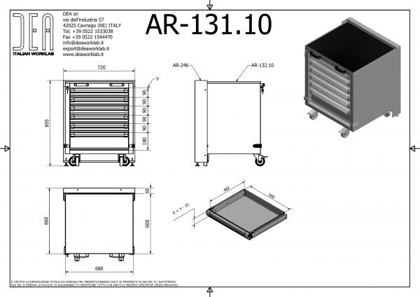 DEA AR-131.11 Одинарная тележка с 6 ящиками, серия 90