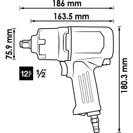 Vigor V3653 Пневмогайковерт 1/2", 1890 Нм, двойной ударный механизм