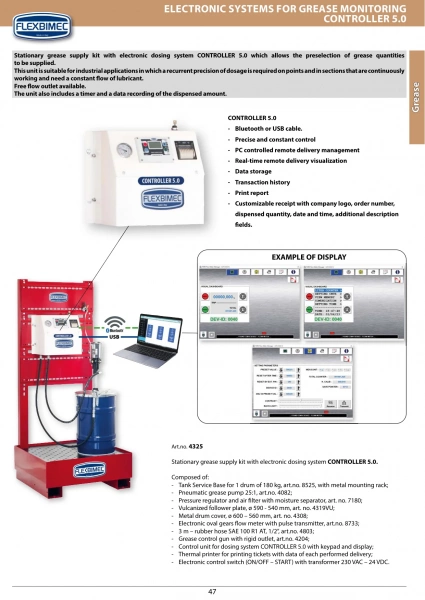 Комплект для дозированной раздачи смазки с блоком CONTROLLER 5.0 - Flexbimec 4325