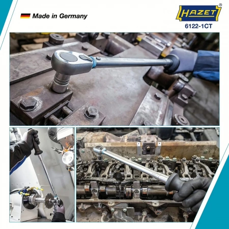 Hazet 6122-1CTCAL 1/2" Динамометрический ключ с сертификатом калибровки DAkkS · 40-200 Нм ±2%. Wit