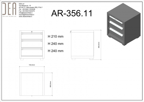 DEA AR-356.11 Модуль с 3 ящиками, серия 90
