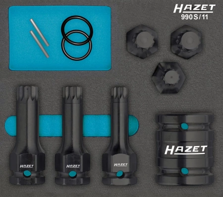 Hazet 990S/11 3/4" 24 мм Внешний шестигранник Набор ударных торцевых головок-бит Внутренний шлицевой